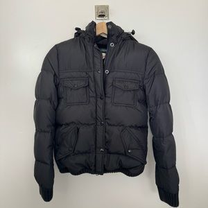 J. Crew Black Down Puffer Coat / Puffy Jacket w/ Soft Furry Lining - XS